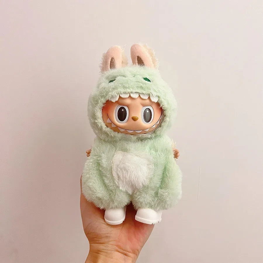 Only clothes Labubu Baby Clothes Vinyl Pulley Cloth 17cm Doll Cute Dress up Casual Set Skirt Plush Toy Clothes