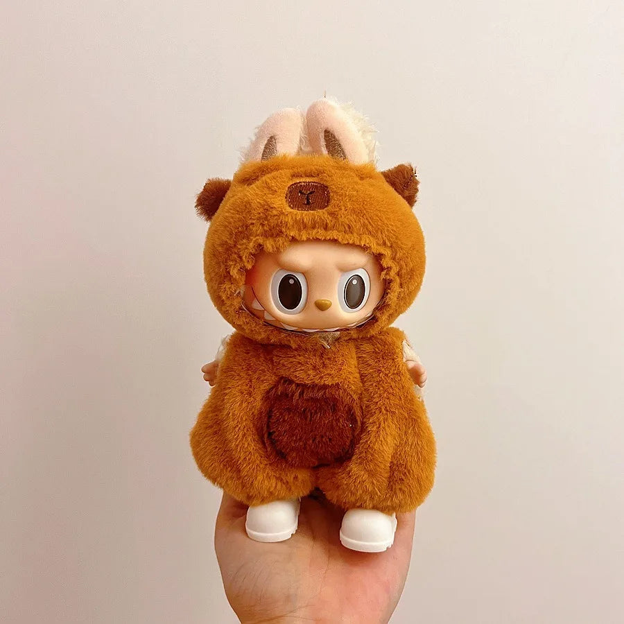 Only clothes Labubu Baby Clothes Vinyl Pulley Cloth 17cm Doll Cute Dress up Casual Set Skirt Plush Toy Clothes
