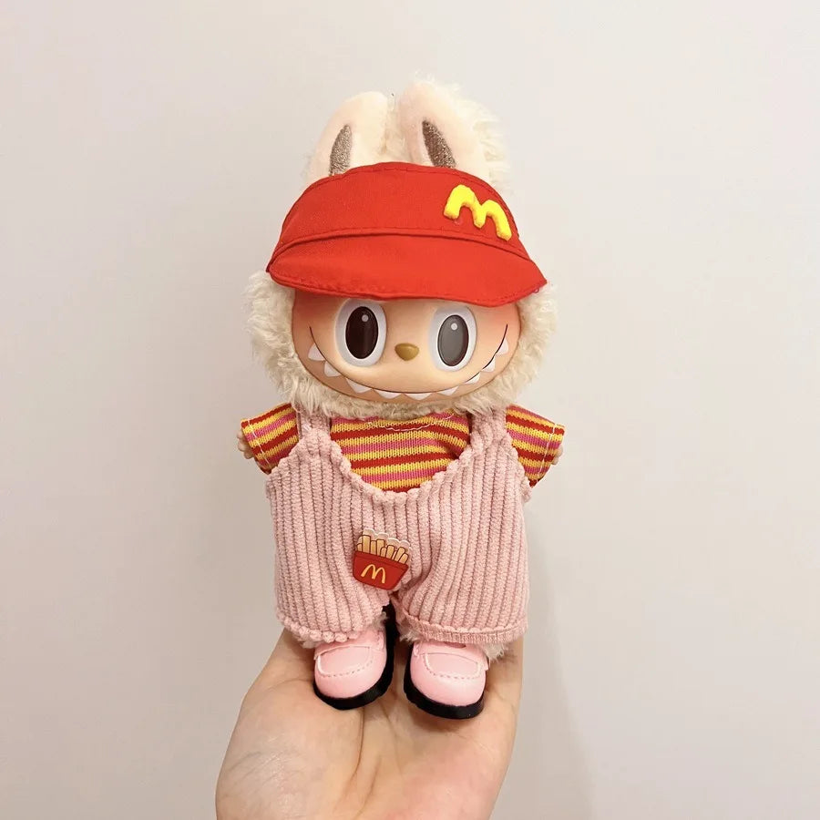 Only clothes Labubu Baby Clothes Vinyl Pulley Cloth 17cm Doll Cute Dress up Casual Set Skirt Plush Toy Clothes