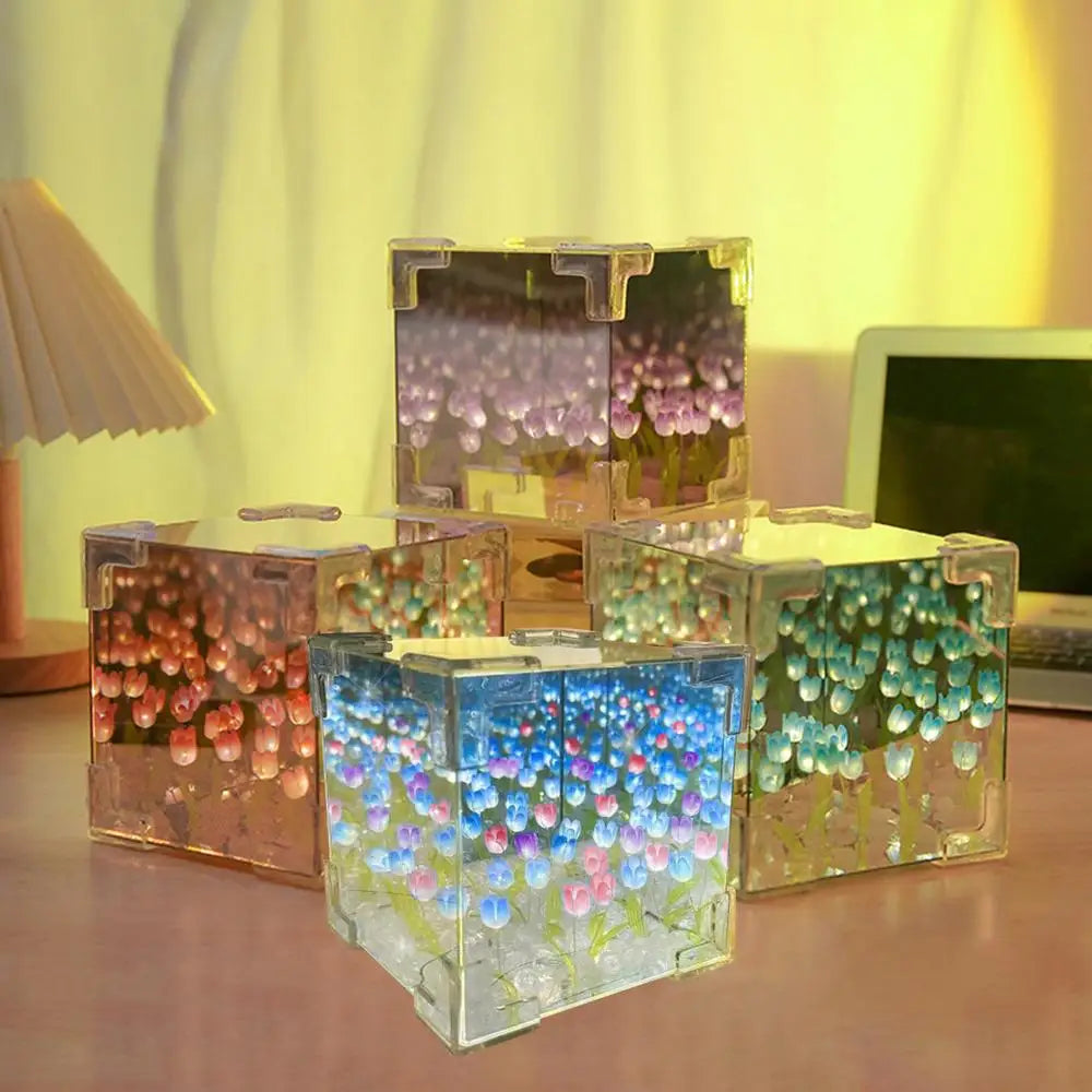 Tulip Cube Light - Lámpara Cubo de Tulipanes LED