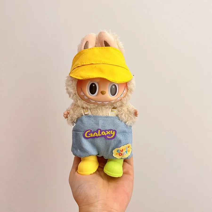 Only clothes Labubu Baby Clothes Vinyl Pulley Cloth 17cm Doll Cute Dress up Casual Set Skirt Plush Toy Clothes