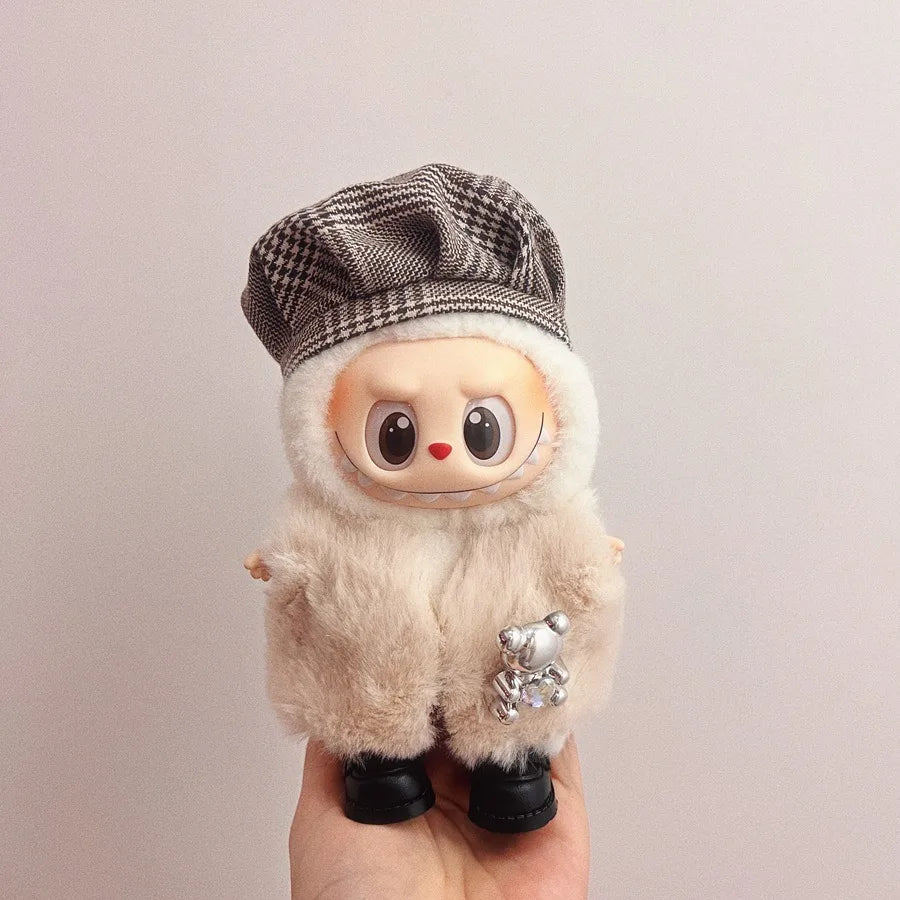 Only clothes Labubu Baby Clothes Vinyl Pulley Cloth 17cm Doll Cute Dress up Casual Set Skirt Plush Toy Clothes