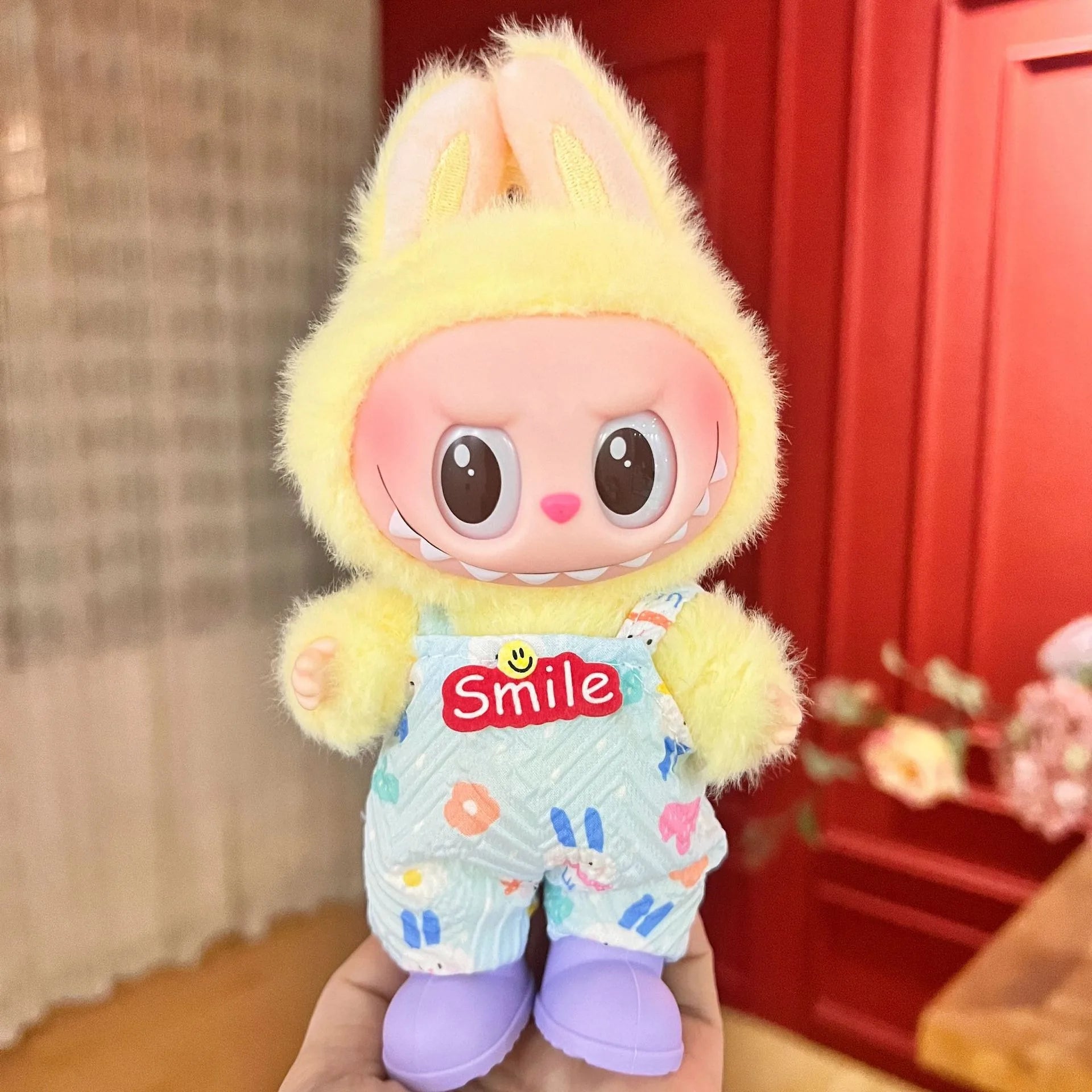 Only clothes Labubu Baby Clothes Vinyl Pulley Cloth 17cm Doll Cute Dress up Casual Set Skirt Plush Toy Clothes