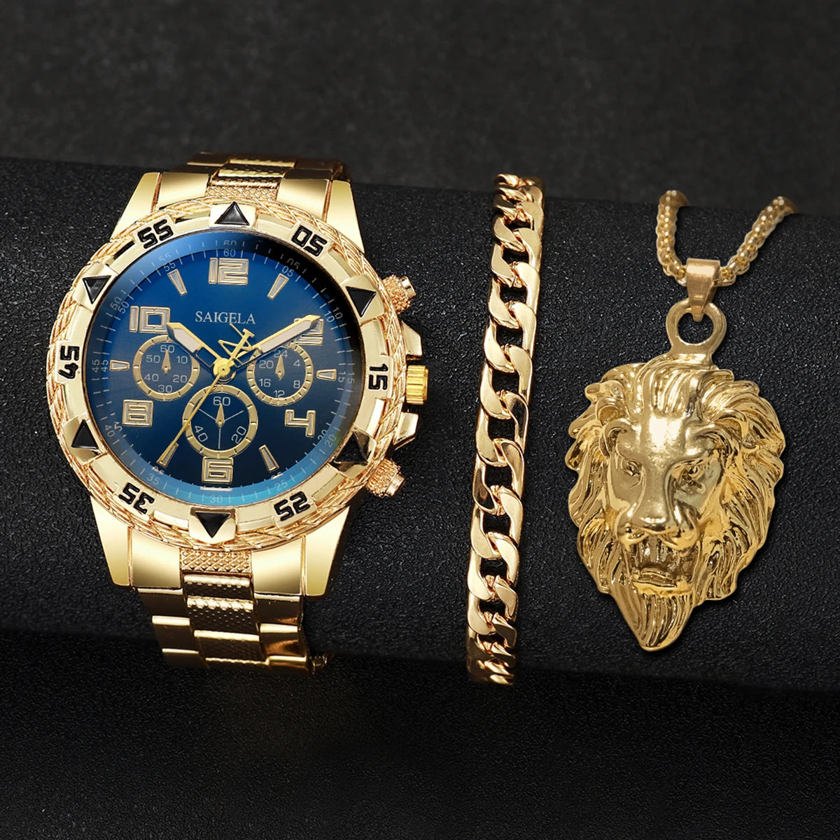 Set Fashion Pessø Steel Band Men's Watches Arabic Dial Man Business Masculino (Box Not Included ）