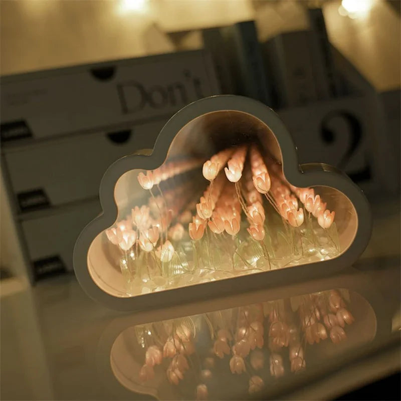 Tulip Mirror Night Light - Lámpara Espejo en Forma de Nube